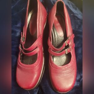 Dansko Women's Burgundy Double Strap Mary Jane Clogs